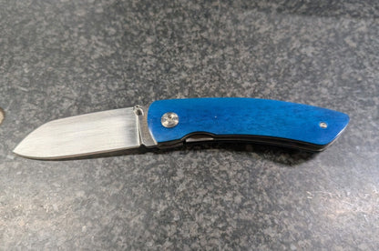 Blue Camel Bone Liner Lock Folding Knife