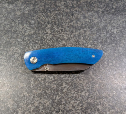 Blue Camel Bone Liner Lock Folding Knife
